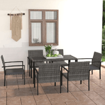 vidaXL Set da Pranzo da Giardino 7 pz in Polyrattan Grigio