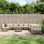 vidaXL Set Divani da Giardino 11pz con Cuscini in Polyrattan Antracite