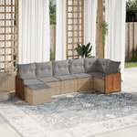 vidaXL Set Divani da Giardino 7 pz con Cuscini Beige in Polyrattan