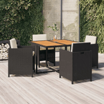 vidaXL Set da Pranzo per Giardino 5 pz con Cuscini in Polyrattan Nero