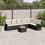 vidaXL Set Divani da Giardino con Cuscini 8 pz Nero in Polyrattan