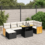 vidaXL Set Divani da Giardino con Cuscini 8 pz Nero in Polyrattan