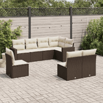 vidaXL Set Divani da Giardino 8 pz con Cuscini Marrone in Polyrattan