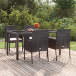 vidaXL Sedie da Giardino con Cuscini 4 pz in Polyrattan Nere