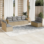 vidaXL Set Divano da Giardino 8 pz con Cuscini Beige in Polyrattan