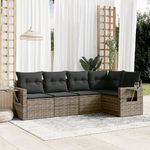 vidaXL Set Divano da Giardino 5 pz con Cuscini Grigio in Polyrattan