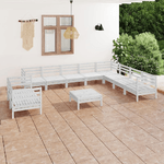 vidaXL Set Salotto da Giardino 11 pz in Legno Massello di Pino Bianco