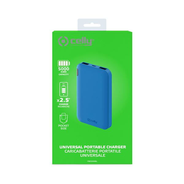 Celly-PBE5000-batteria-portatile-Blu-Ioni-di-Litio-5000-mAh