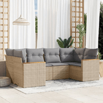 vidaXL Set Divano da Giardino 6 pz con Cuscini Beige in Polyrattan