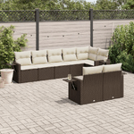 vidaXL Set Divani da Giardino 8 pz con Cuscini Marrone in Polyrattan