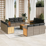 vidaXL Set Divani da Giardino 13 pz con Cuscini Grigio in Polyrattan