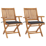 vidaXL Sedie da Giardino 2 pz con Cuscini Antracite Massello di Teak