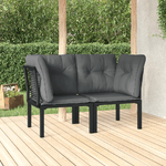 vidaXL Poltrone Angolari Giardino Cuscini 2pz Polyrattan Nero e Grigio