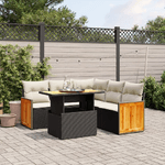 vidaXL Set Divano da Giardino 6 pz con Cuscini Nero in Polyrattan