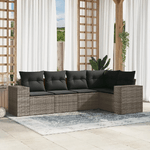 vidaXL Set Divano da Giardino 5 pz con Cuscini Grigio in Polyrattan