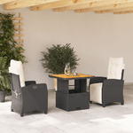 vidaXL Set da Pranzo da Giardino 3 pz con Cuscini Nero in Polyrattan