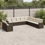 vidaXL Set Divani da Giardino 11 pz con Cuscini Polyrattan Marrone