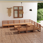 Set Divani da Giardino 11 pz in Legno Massello di Pino