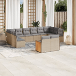 vidaXL Set Divani da Giardino 12 pz con Cuscini Beige in Polyrattan