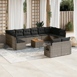 vidaXL Set Divani da Giardino 13 pz con Cuscini Grigio in Polyrattan