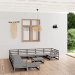 vidaXL Set Divani da Giardino 12 pz in Legno Massello di Pino