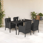 vidaXL Set da Pranzo da Giardino 5 pz Nero con Cuscini in Polyrattan