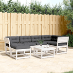 vidaXL Set Divani Giardino 6pz con Cuscini Bianco Legno Massello Pino