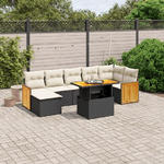 vidaXL Set Divani da Giardino con Cuscini 8 pz Nero in Polyrattan