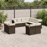 vidaXL Set Divani da Giardino 11 pz con Cuscini Polyrattan Marrone