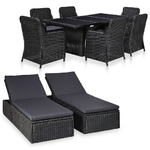 vidaXL Set da Pranzo da Giardino 9 pz in Polyrattan Nero