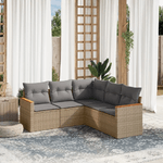 vidaXL Set Divano da Giardino 5 pz con Cuscini Beige in Polyrattan