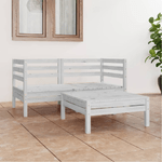 vidaXL Set Divani da Giardino 3 pz Bianco in Legno Massello di Pino