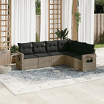 vidaXL Set Divano da Giardino 6 pz con Cuscini Grigio in Polyrattan