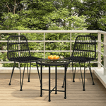 VidaXL Set da Pranzo da Giardino 3 pz Nero in Polyrattan