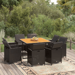 vidaXL Set da Pranzo per Giardino 9pz con Cuscini in Polyrattan Nero