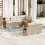 vidaXL Set Divani da Giardino 7 pz con Cuscini Beige in Polyrattan