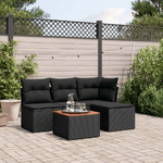 vidaXL Set Divani da Giardino 5 pz con Cuscini in Polyrattan Nero