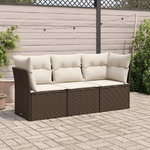 vidaXL Set Divano da Giardino 3 pz con Cuscini Marrone in Polyrattan