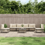 vidaXL Set Divani da Giardino 7 pz con Cuscini Antracite in Polyrattan