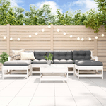 vidaXL Set Divani da Giardino 7pz con Cuscini in Legno Massello Bianco