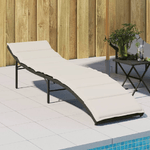 vidaXL Lettino Prendisole con Cuscino Nero 55x199x50 cm in Polyrattan