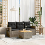 vidaXL Set Divani da Giardino 4 pz con Cuscini in Polyrattan Grigio