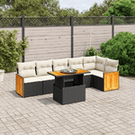 vidaXL Set Divani da Giardino con Cuscini 7pz Nero Polyrattan