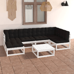 vidaXL Set Divani da Giardino 7 pz con Cuscini Legno Massello di Pino