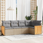 vidaXL Set Divano da Giardino 5 pz con Cuscini Beige in Polyrattan