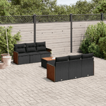 vidaXL Set Divani da Giardino con Cuscini 7pz Nero Polyrattan