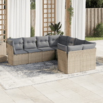 vidaXL Set Divano da Giardino 8 pz con Cuscini Beige in Polyrattan