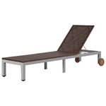 vidaXL Lettino Prendisole con Ruote in Polyrattan Marrone