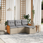 vidaXL Set Divano da Giardino 4 pz con Cuscini Beige Misto Polyrattan