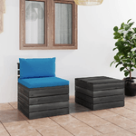 vidaXL Set Divani da Giardino su Pallet 2 pz con Cuscini Massello Pino